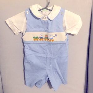Vive La Fete Easter bunny shortalls romper